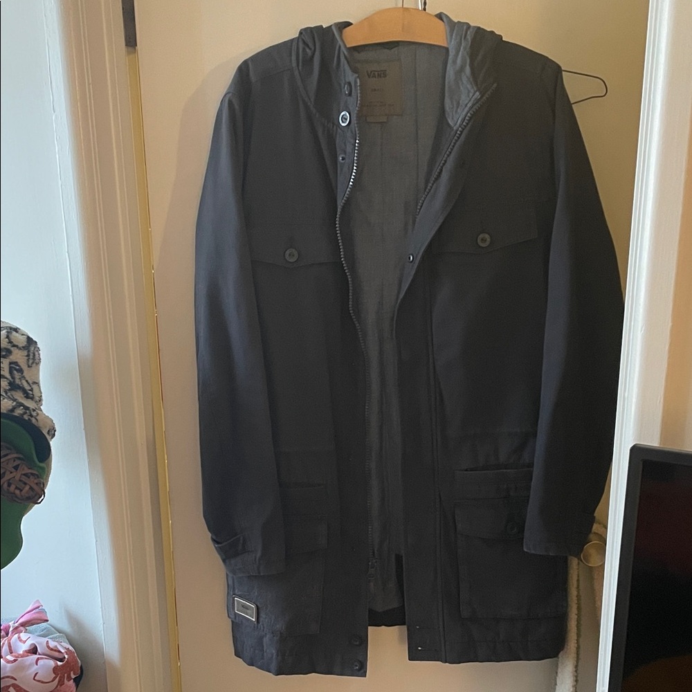 Vans Men's Dark Gray Long Hooded military style jacket